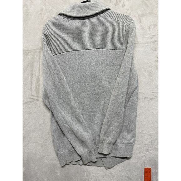 H&M Gray Cotton Knit Collared Pockets Double Breasted Black Buttons Large - Picture 9 of 12